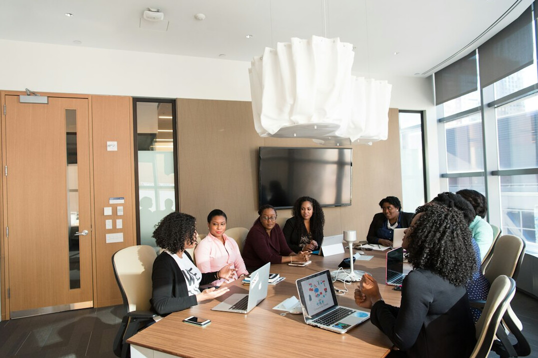 business team meeting about tech